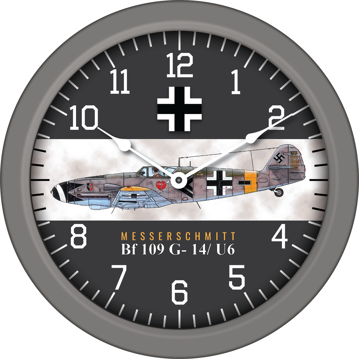 14" WWII Aircraft Wall Clock - Messerschmitt Bf 109 G-14/I6