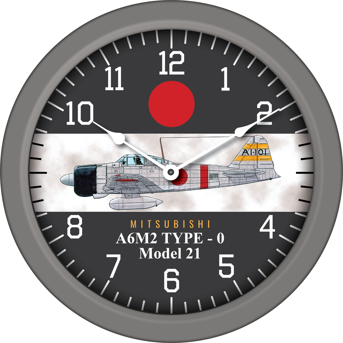 14" WWII Aircraft Wall Clock - Mitsubishi A6M2 Type-0 Model 21