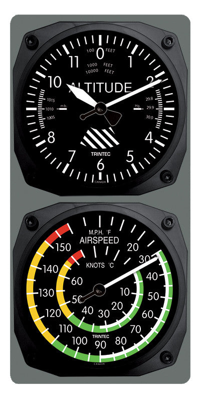 Classic Altimeter/Airspeed Clock & Thermometer Set - Trintec Industries Inc.