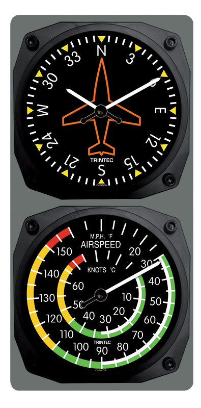 Classic Directional Gyro/Airspeed Clock & Thermometer Set - Trintec Industries Inc.