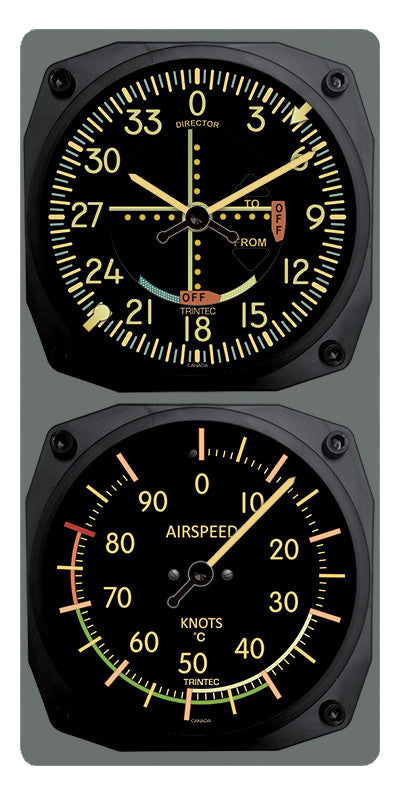 Vintage VOR/Airspeed Clock & Thermometer Set (°F or °C) - Trintec Industries Inc.