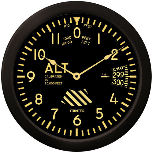 14" Vintage Altimeter Clock - Trintec Industries Inc.