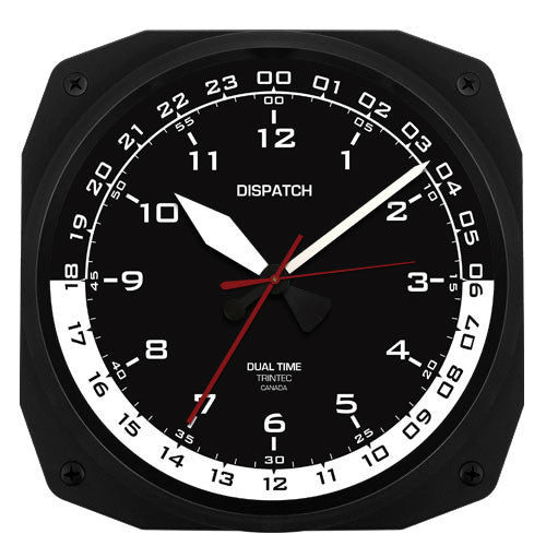 10" DISPATCH Dual Time Instrument Style Clock - Trintec Industries Inc.