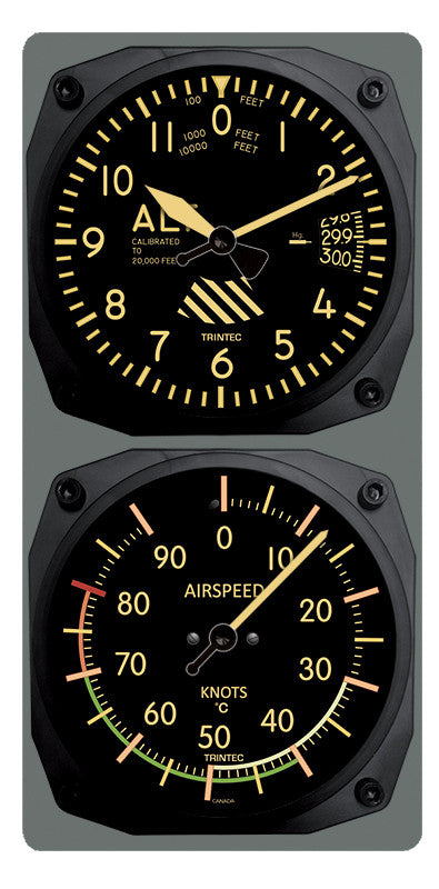 Vintage Altimeter/Airspeed Clock & Thermometer Set (°F or °C) - Trintec Industries Inc.