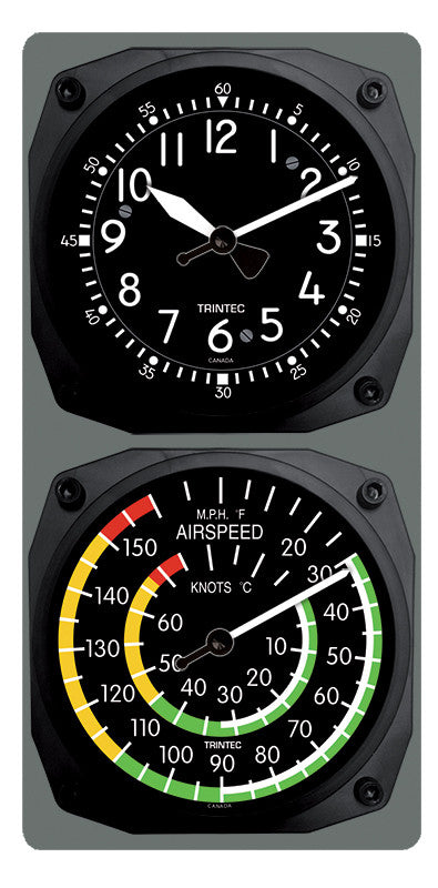 Classic Cockpit/Airspeed Clock & Thermometer Set - Trintec Industries Inc.